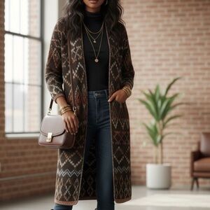 Maurices long open front cardigan sweater duster mid weight chocolate brown XL